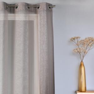 Voilage motifs graphiques trinagles polyester gris clair 14…
