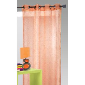 Voilage organza gribouillis et bulles brodée terracotta 140…