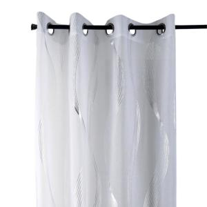Voilage rayures ondulées métalisées polyester blanc 135x240…