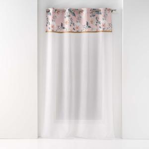Voilage sablé au top fleuri polyester rose clair 140x240 cm