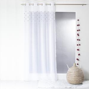 Voilage sablé avec top cœurs polyester gris 240x140cm