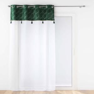 Voilage sable top velours pompon vert 140x240cm