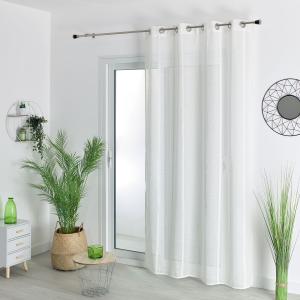 Voilage tamisant à fines rayures polyester blanc 140x240 cm