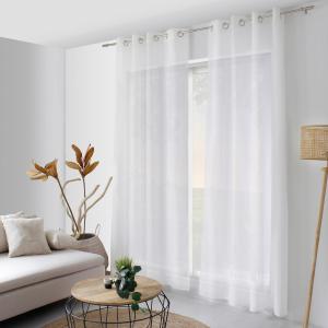 Voilage tamisant avec jour échelle polyester blanc 240 x 14…