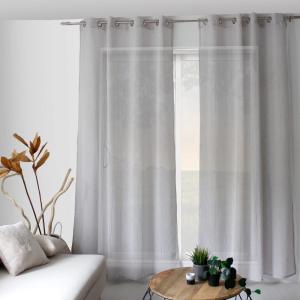 Voilage tamisant avec jour échelle polyester gris 240 x 140