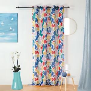 Voilage tamisant et design polyester bleu 140x280 cm
