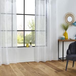 Voilage tamisant imprimé feuilles polyester blanc 140x240 c…