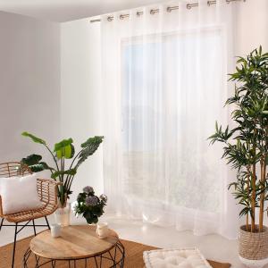 Voilage uni à oeillets grande largeur polyester blanc 240 x…