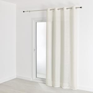 Voilage uni à rayures fantaisie polyester blanc 140x240 cm