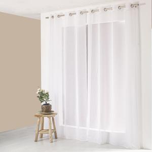 Voilage uni en polyester sablé blanc 140 x 280 cm