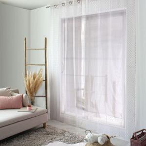 Voilagetis en organza blanc et rose 140 x 240 cm