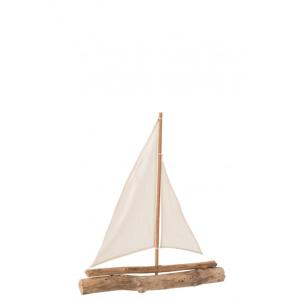 Voilier en bois naturel 51x8x60 cm