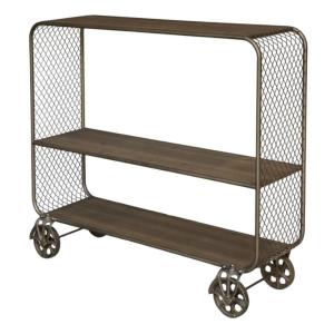 Wagon chariot desserte en métal laiton et bois marron 35 x…