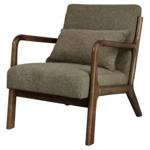 ZACK- Fauteuil en bois patiné noyer et tissu Trendy Sauge